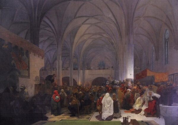 Meister Jan Hus predigt in der Bethlehemskapelle – Mucha Alfons Mucha 2024-11-21