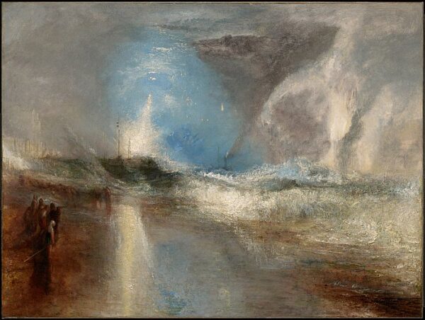 Raketen und blaue Feuer zur Warnung von Dampfschiffen vor Untiefen – William Turner William Turner 2024-11-21