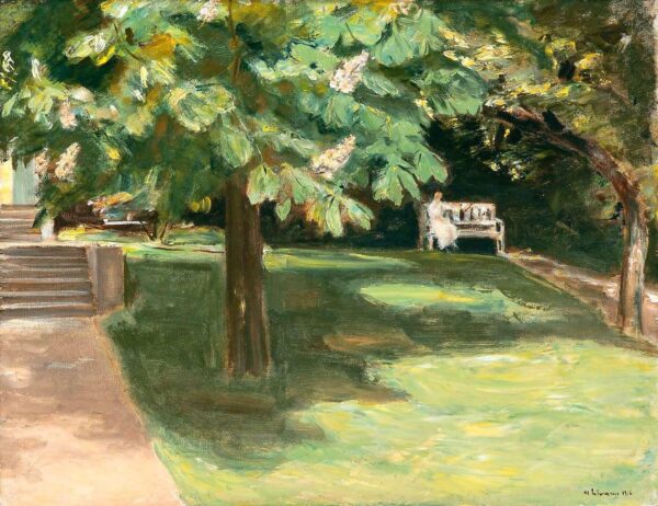 Gartenbank unter der Kastanie – blühende Kastanien – Max Liebermann Max Liebermann 2024-11-21