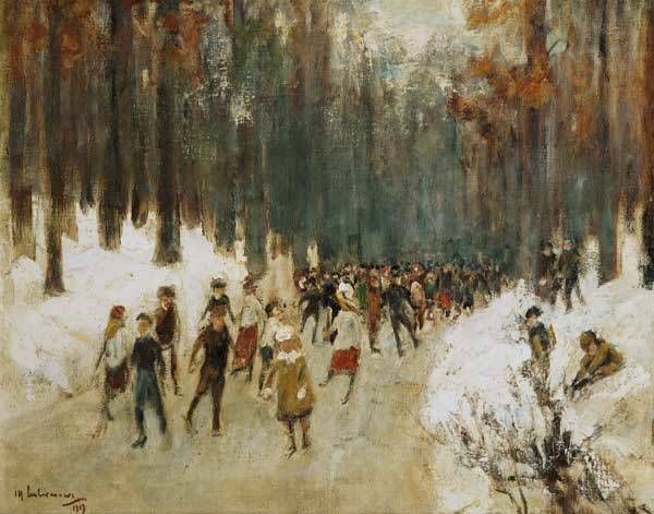 Eisläufer auf dem gefrorenen See im Tiergarten Berlin – Max Liebermann Max Liebermann 2024-11-21