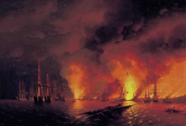 Die Schlacht von Sinop, 18. November 1853 (Nacht nach der Schlacht) – Ivan Aivazovski Iwan Konstantinowitsch Aiwasowski 2025-01-02