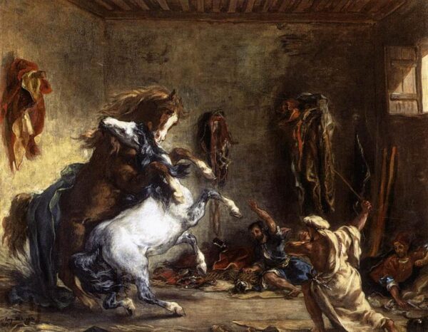 Kämpfendes Arabisches Pferd in einem Stall – Eugène Delacroix Eugène Delacroix 2024-11-21