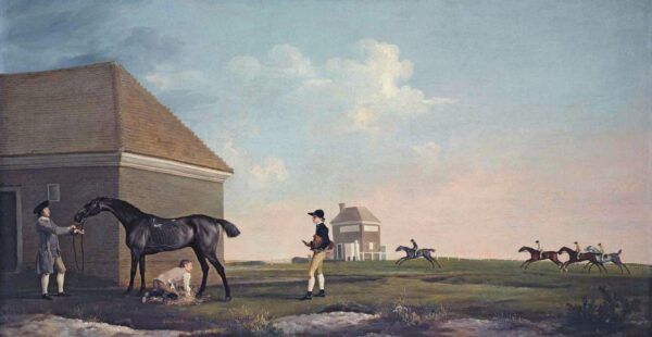 Ramsch auf Newmarket Heath mit einem Trainer, einem Jockey und einem Jungen – George Stubbs George Stubbs 2024-11-21