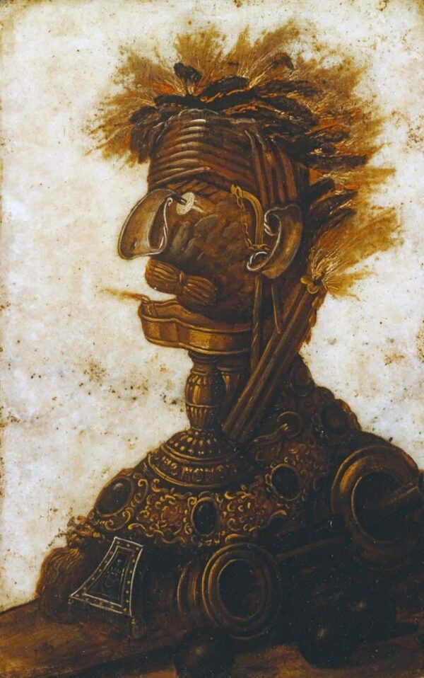 Oeuvre Anthropomorphe Köpfe, die eines der vier Elemente darstellen – das Feuer – Arcimboldo Giuseppe Arcimboldo 2024-11-21