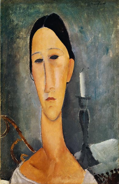 Hanka Zborowska im Hintergrund ein Kerzenständer – Amedeo Modigliani Amedeo Modigliani 2024-09-20