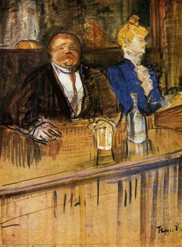 Im Bar, der dicke Besitzer und die anämische Kassiererin – Toulouse Lautrec Henri de Toulouse-Lautrec 2024-11-21