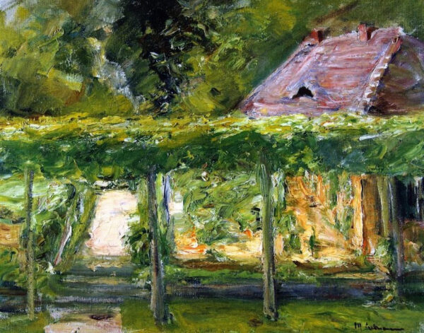 Blick auf die hohe Lindenhecke im Garten nach Westen – Max Liebermann Max Liebermann 2024-11-21