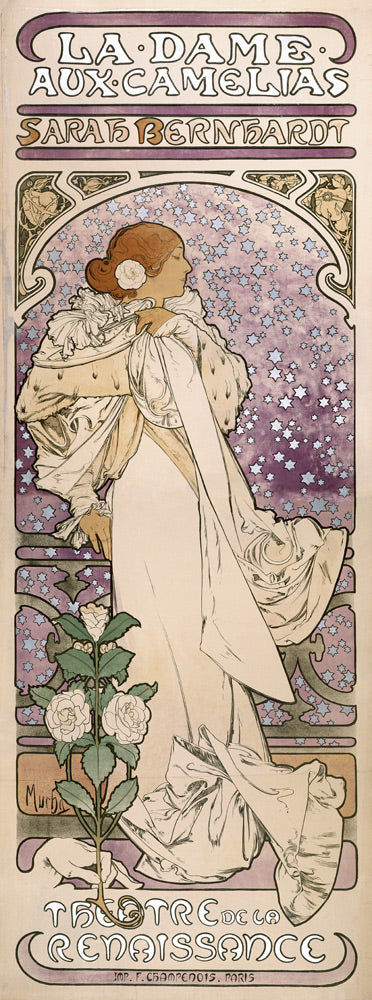 Plakat des Stücks Die Kameliendame von A. Dumas im Renaissance-Theater – Mucha Alfons Mucha 2024-11-21