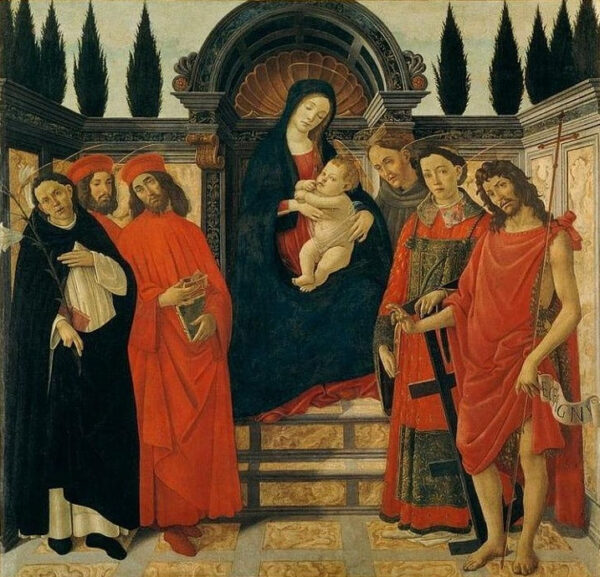 Die Madonna mit Kind, Johannes dem Täufer, Heiligen Damian und Cosmas – Sandro Botticelli Sandro Botticelli 2024-11-21