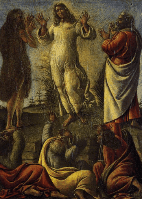 Triptychon, das die Verklärung darstellt, Jesus erscheint seinen Jüngern mit den Heiligen Hieronymus und Augustinus – Sandro Botticelli Sandro Botticelli 2024-09-19