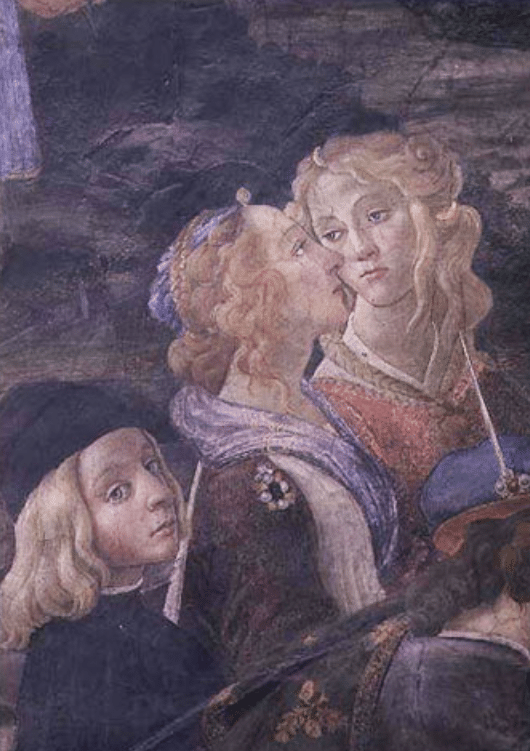 Die Reinigung des Aussätzigen und die Versuchung Christi in der Sixtinischen Kapelle: Detail von zwei Frauen – Sandro Botticelli Sandro Botticelli 2024-09-19