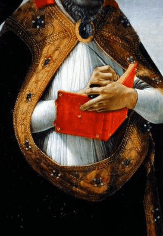 Saint Augustin, aus der ‚Krönung der Jungfrau‘, um 1488-90 (Tempera auf Tafel) (Detail von 44363) – Sandro Botticelli Sandro Botticelli 2024-09-19