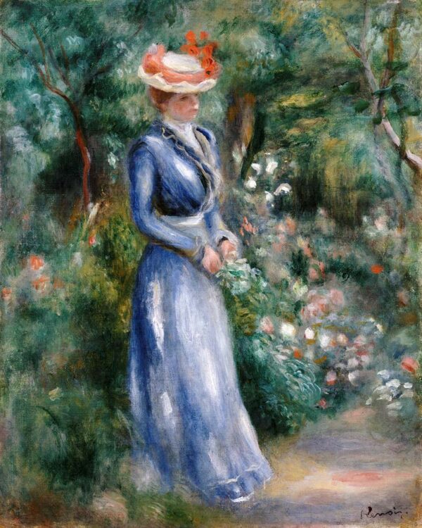 Frau im blauen Kleid steht im Garten von Saint-Cloud – Pierre-Auguste Renoir Pierre-Auguste Renoir 2024-12-30