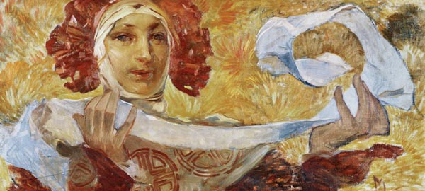 Eine Frau mit einem Schal – Mucha Alfons Mucha 2024-11-21