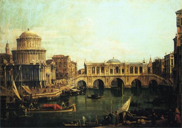 Capriccio des Großen Kanals mit einer imaginären Rialto-Brücke und anderen Gebäuden – Giovanni Antonio Canal Giovanni Antonio Canal 2024-11-21