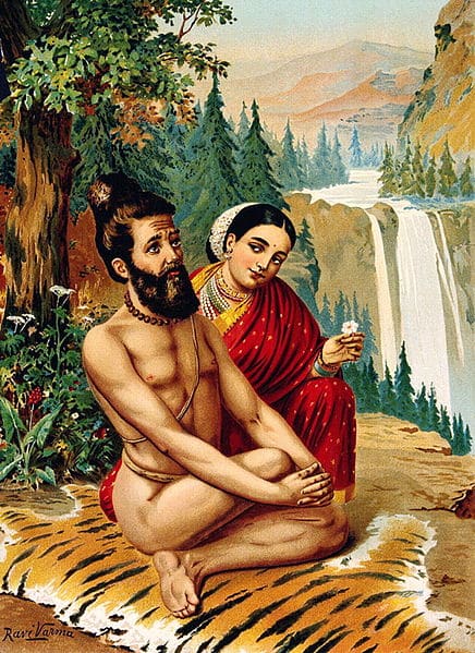 Menaka, die Nymphe, verführt den Yogi – Raja Ravi Varma Raja Ravi Varma 2024-12-26