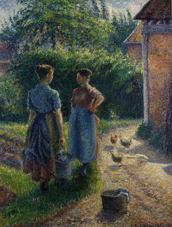 Bäuerinnen diskutieren auf dem Bauernhof, Eragny – Camille Pissarro Camille Pissarro 2024-11-21