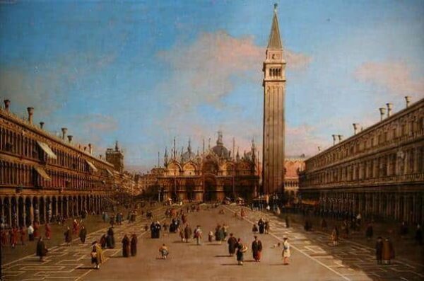 Piazza San Marco mit Blick auf die Basilica di San Marco (Öl auf Leinwand) – Giovanni Antonio Canal Giovanni Antonio Canal 2024-11-21