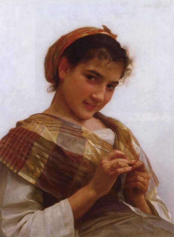 Porträt eines jungen Mädchens mit Häkelnadel – William Bouguereau William Adolphe Bouguereau 2024-11-21