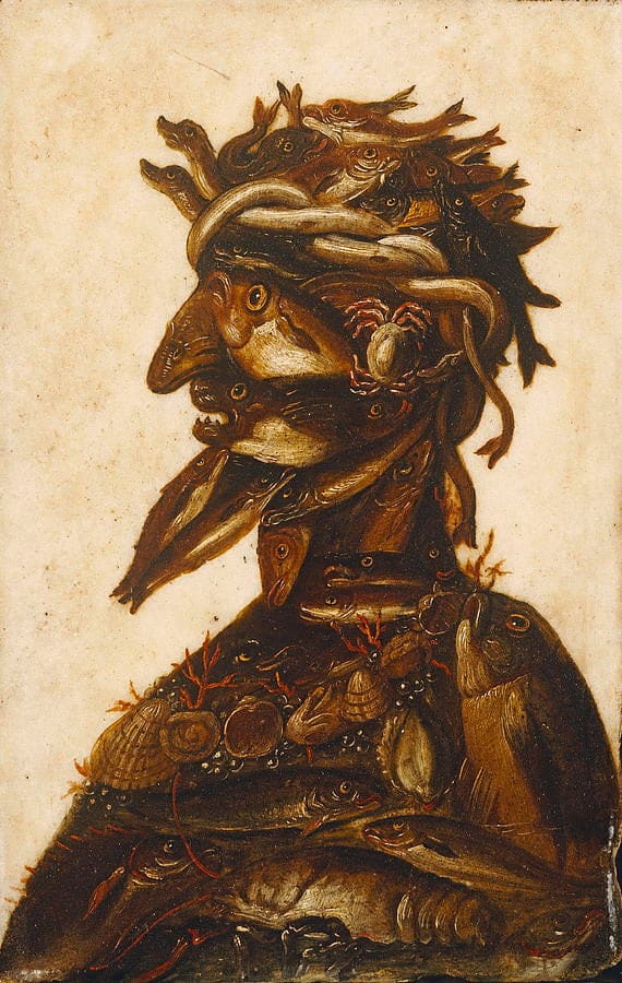 Anthropomorphe Köpfe, die eines der vier Elemente darstellen – das Wasser – Arcimboldo Giuseppe Arcimboldo 2024-11-21