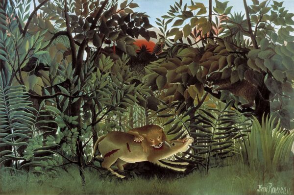 Der hungrige Löwe stürzt sich auf die Antilope – Henri Rousseau Henri Rousseau 2024-11-21