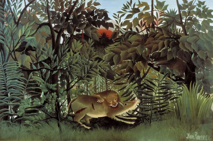 Der hungrige Löwe stürzt sich auf die Antilope – Henri Rousseau Henri Rousseau 2024-09-20