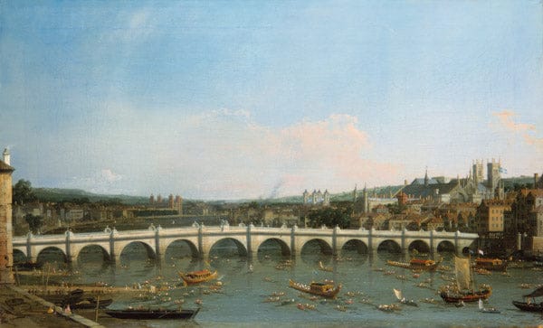 Die Westminster-Brücke von Norden aus gesehen mit dem Lambeth-Palast in der Ferne – Giovanni Antonio Canal Giovanni Antonio Canal 2024-11-21